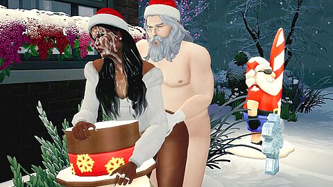 Cheating Ebony Wife Takes Santas Big Cock Ft. Pornstar
