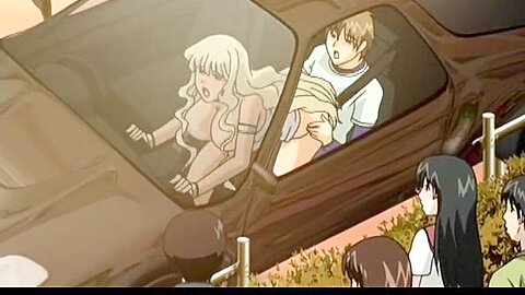 Chesty Hentai Blonde Rides Huge Dick In Car