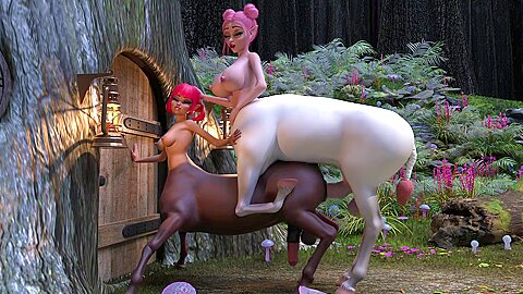 Fantastic Sentaur Girls With Horse Futa-cocks Fuck In The Woods