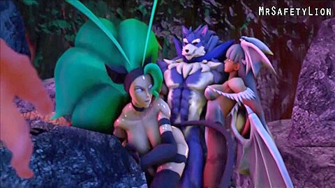 Furry Wolf Fucks Two Succubus