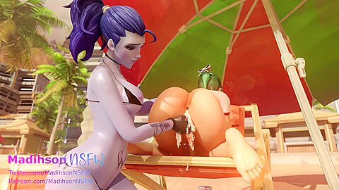 Madihsonnsfw – Widowmaker Toys With Kiriko On The Beach