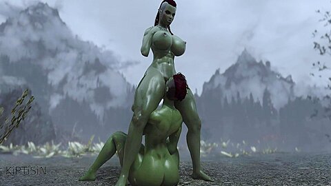 Two Muscular Curvy Orc Step sisters And Their Sex In The Rain 1
