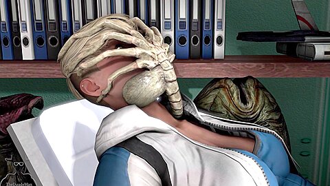 Cute 3d Chick Takes Facehuggers Cum Until Her Belly Inflates
