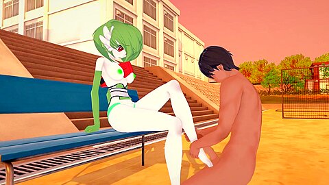 Cutie Gardevoir Jerks Off Her Trainers Penis With Her Feet In A Porn Cartoon