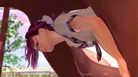 公園の遊具の穴にお尻がはまり抜けなく成った制服の女の子を触り突き入れて前からもフェラをさせ口内射精に中出し潮吹きまでしています。