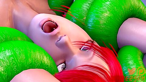 Humongous Tentacles Invading The Holes Of A Curvy Redhead