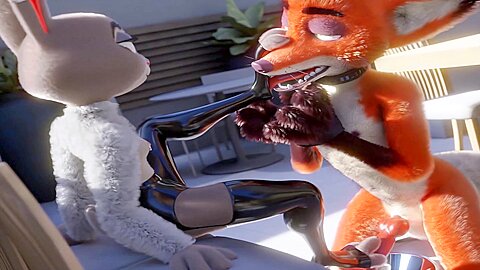 Judy Bunny In Latex Jerks Off Member From Zveropolis With Her Foot