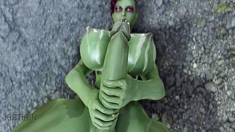 Orc Jerking Off Her Huge Dick In The Rain