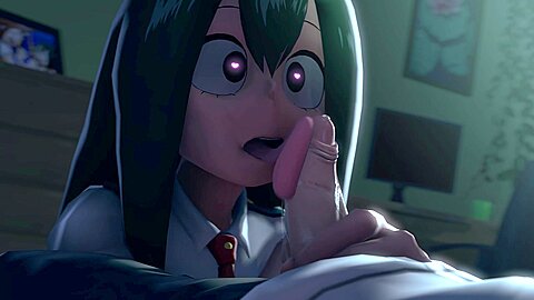 18 Yr Old student 18+ Tsuyu Asui Learns To Blowjob