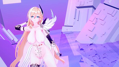 Durandal Honkai Impact 3rd Nude Dancing Hentai Thumbs Up Blonde Girl Big Boobs Mmd 3d
