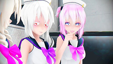 Shy Brunette Hentai Princess Worshiping White-haired Trios Feet