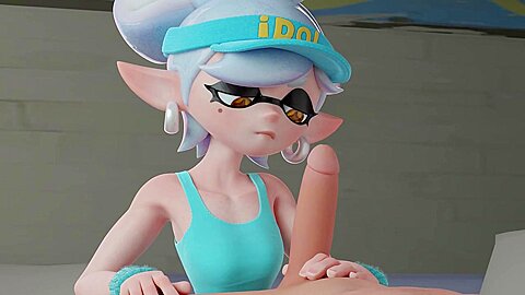 Sweet 3d Cutie Splatoon Marie Jerks Off Big Dick With Sexy Feet